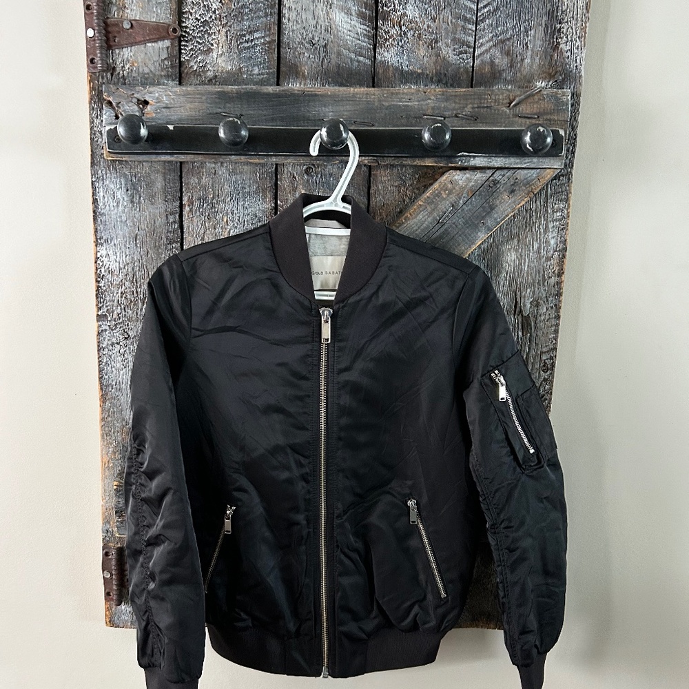 The Group Babaton Full Zipper Bomber Style Jacket Black - Size Extra Small